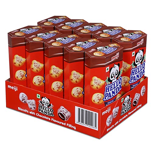 Image of meiji Hello Panda Biscuits With Chocolate Flavoured Filling| Bite Sized Biscuits Filled With Chocolate Flavoured Cream| (Pack Of 10) - 540 Gm