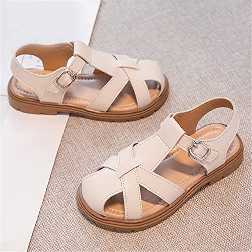 Girls Sandals Half Wrap Head Strap Flat Princess Shoes Summer Dress Shoes for Toddler Little Child Big Girl Tennis Shoes (White, 9 Toddler) 5