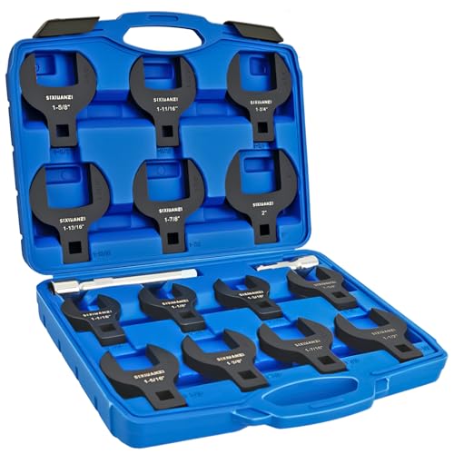 SIXIWANZI 16 Piece Jumbo Crowfoot Wrench Set SAE 1/2 Drive Cr-V Steel Crowfoot Wrenches for 1-1/16 to 2 Flare Nuts