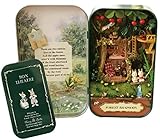 (リトルスワロー） LtSw ミニチュア 手作り ドール ハウス 可愛い ラビットファミリー ペンケース缶 タテ (森林の小さな家)