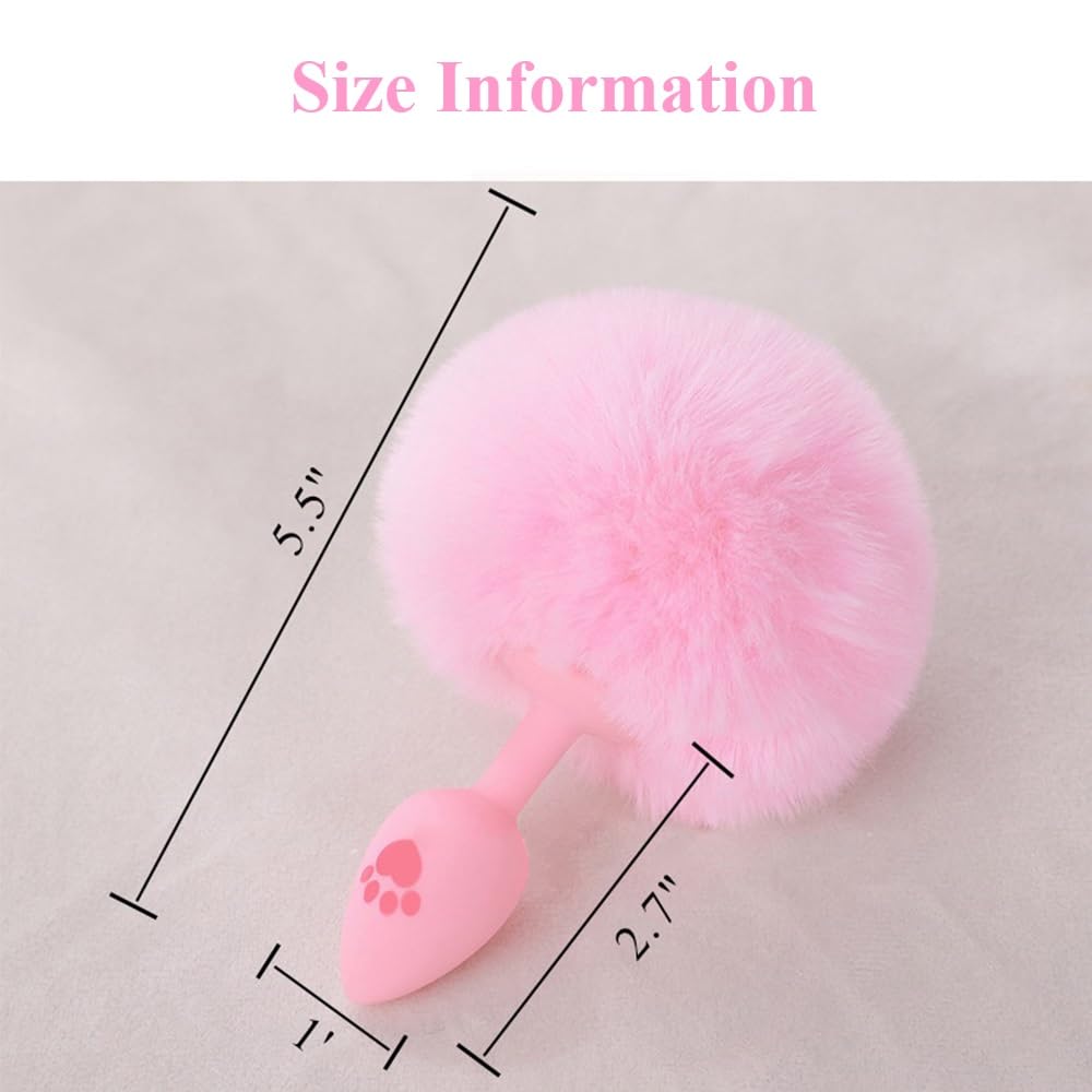 Anal Plug Fox Tail, 16 inch Pink Fluffy Tail Cat Claw Butt Plug Silicone Anal Sex Toy Cute Sexy Cosplay Erotic Role Play Game Anus Toy for Adults Female Women Men Couples