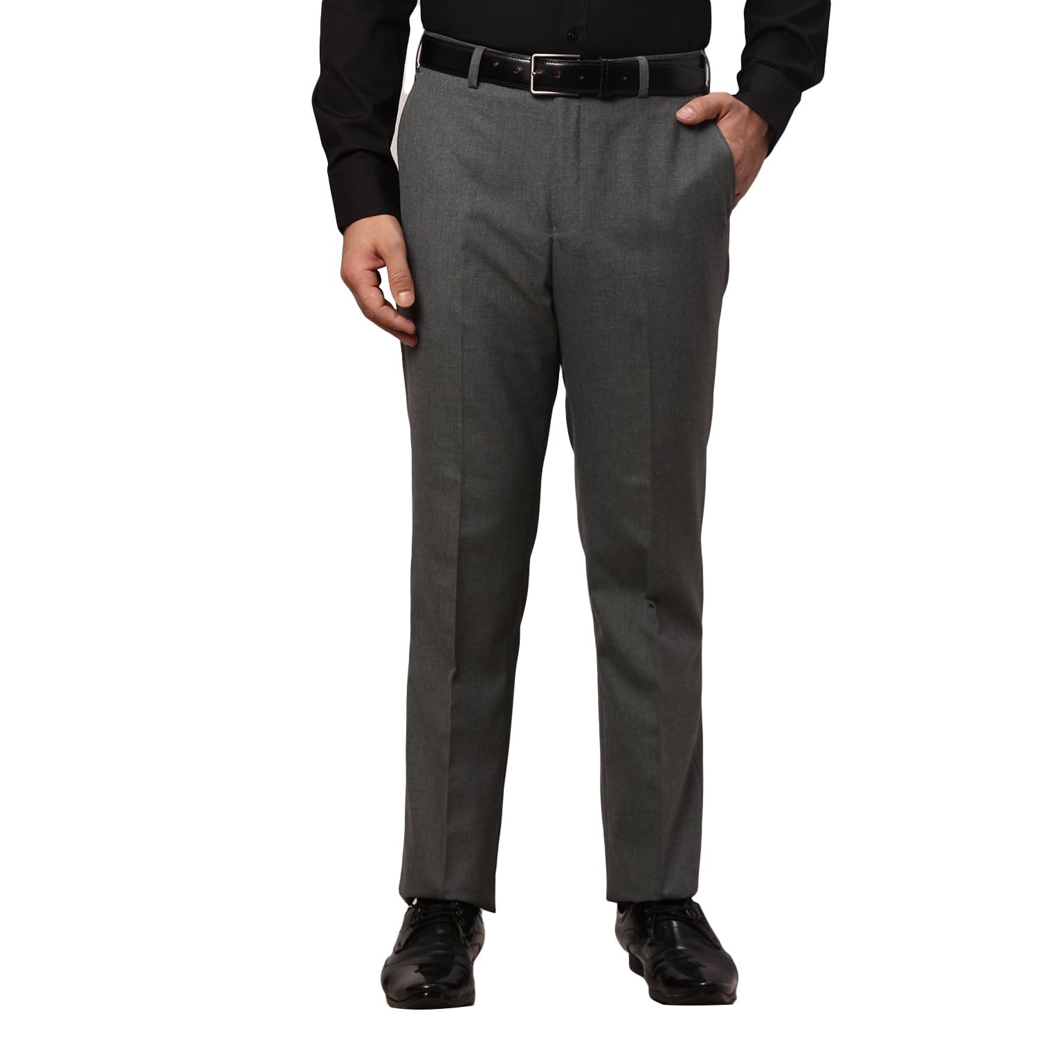 park avenue Men's Polyester Blend Plain Pattern Smart Fit Flat Front Formal Trouser-picture-46