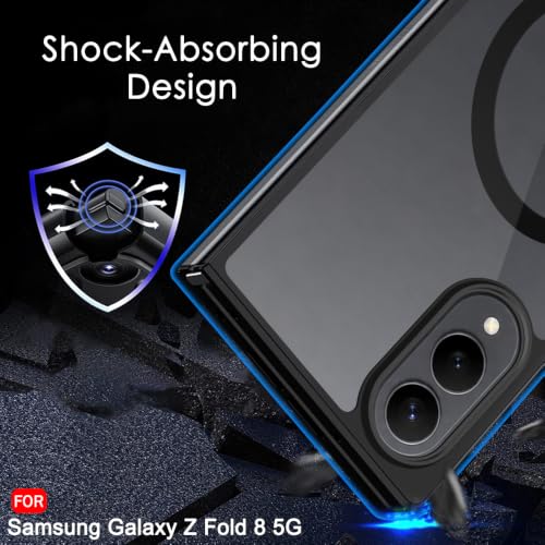Image of TheGiftKart Hybrid Shockproof Back Cover Case for Samsung Galaxy Z Fold 8 5G Compatible with MagSafe | Hard Back Cover Case for Samsung Z Fold8 5G (PC & TPU, Transparent Clear Back, Black Sides)