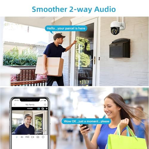 Image of TechEase 4MP Dual Lens FHD + 1296p CCTV Camera for Home Outdoor Office Farm Indoor WiFi Camera, CCTV Outdoor with Color Night Vision and Ai Human /2way Audio /Motion Detection, SD /Cloud IP66