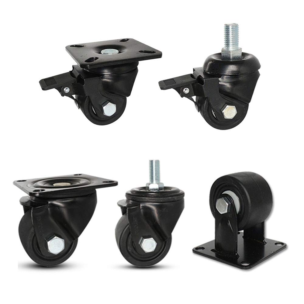 Ruote,Rotelle per piastre Rotelle per mobili da 2 pollici, Rotelle industriali per montaggio su stelo filettato, Rotelle per piastre, piastre fisse - Girevole a 360° - con freni - Asta filet