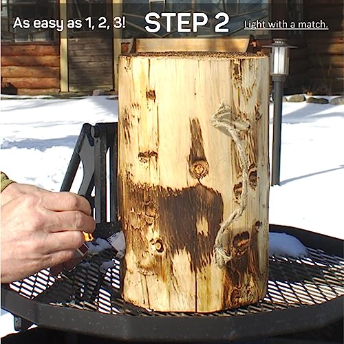 BBQ Light 4 Wood Fire Log with Lighter Cube, Swedish Torch, Swedish Candle, Swedish Fire Log for Camping, Cooking or Small Outdoor Fire from European Pine Tree, 30x30x18 cm