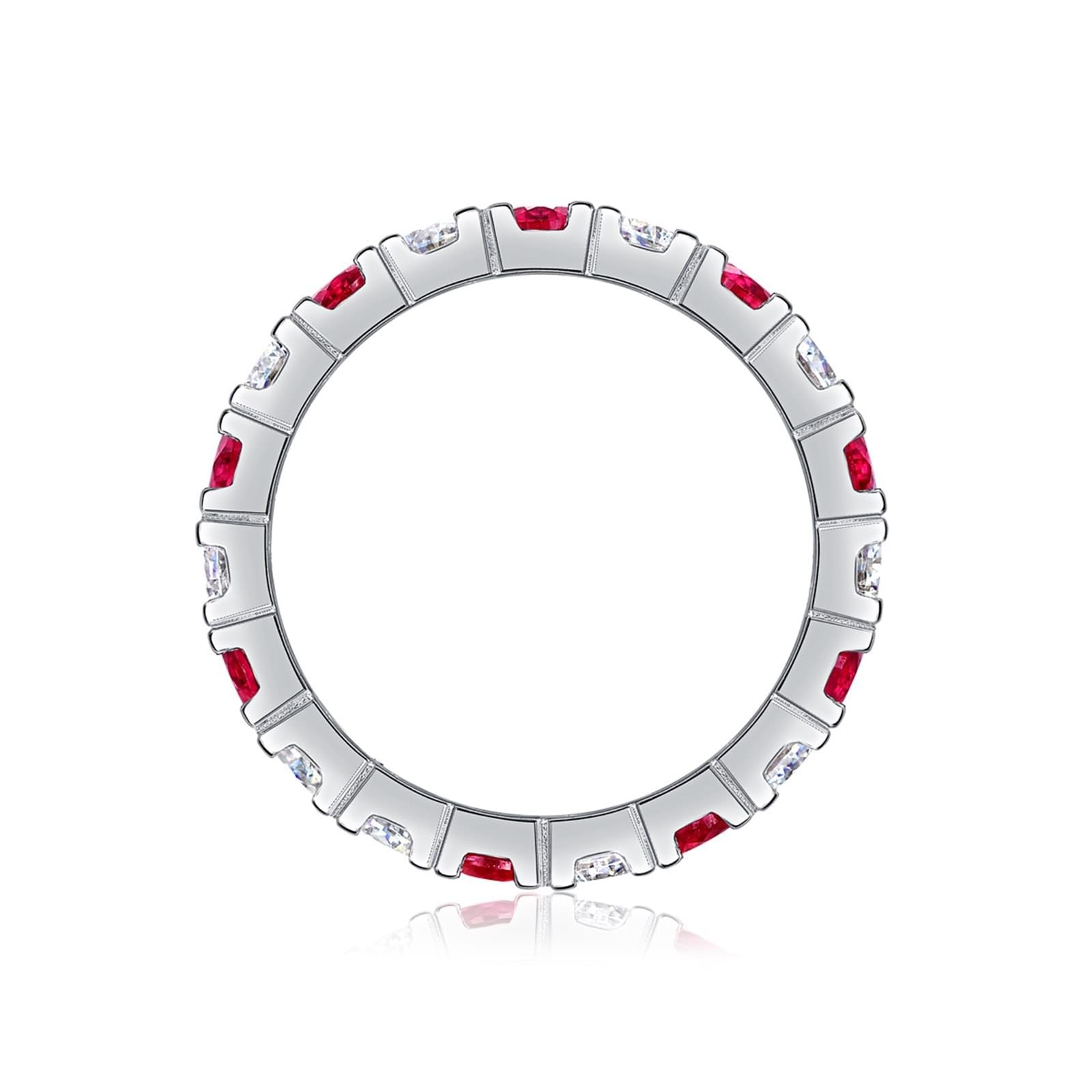 Anillo de compromiso de oro amarillo Au750, joyería de oro real, fino anillo de boda con laboratorio creado zafiro rojo, banda de boda con moissanite PT950 platino, talla 47-65