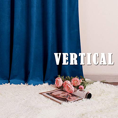 Image of RYB HOME Blue Velvet Curtains - Heavy Duty Thermal Insulated Drapes for Living Room, Energy Efficient Room Darkening Window Curtain Panels for Bedroom /Kids Room, 52 x 84 inch, Royal Blue, 1 Pair