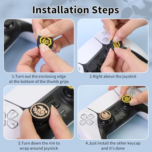 Image of PERFECTSIGHT Cute Thumb Grip Caps for Switch 2 2025, PS5, PS4, Xbox Series X /S, Xbox One, Switch PRO Controller, 4PCS Kawaii Soft Rubber 3D Analog Thumbsticks Grips Joystick Cover Set (Black Wilds)