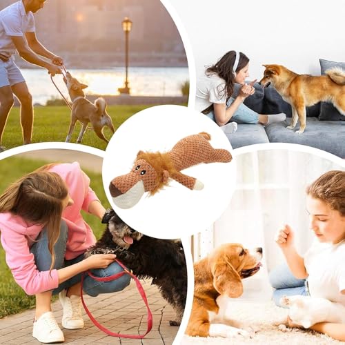 GmwyCzV Hundespielzeug,Plüsch Hundespielzeug mit Quietscher,uietschende welpenspielzeug,Plüsch Löwe Kauspielzeug Unzerstörbar,Weiches Hunde Kuscheltier für Kleine und Mittelgroße Hunde,32 cm