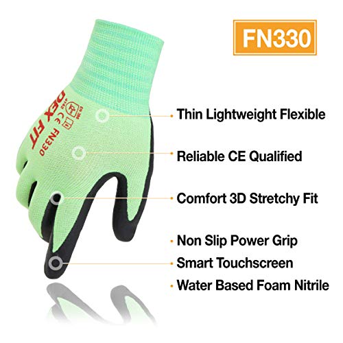DEX FIT Nitrile Work Gloves FN330, 3D Comfort Stretch Fit, Firm Grip, Touchscreen, Thin & Lightweight - Image 2