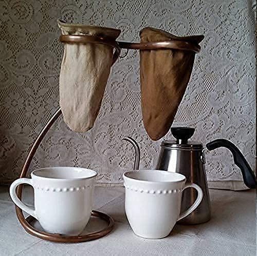 Coffee Sock Pour Over Drip Station, Costa Rican Coffee Maker, Handmade Copper Chorreador DeCafé For 2, Unique Bolista… - Image 6