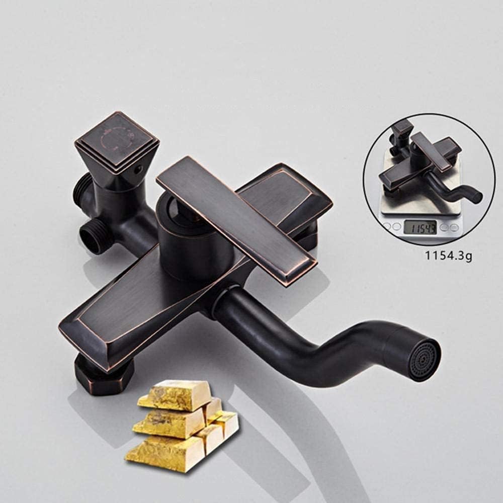 LUNEZY Black Patina Shower Kits with Overhead Shower, Copper Square Rain Shower Head Limestone-Proof Shower Mixer Set Shower System