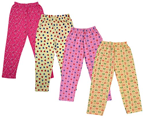 Image of IndiWeaves Regular Fit Pure Cotton Pajama Pants with All Over Print for Girls (Multicolor Designs)(Pack of 4)