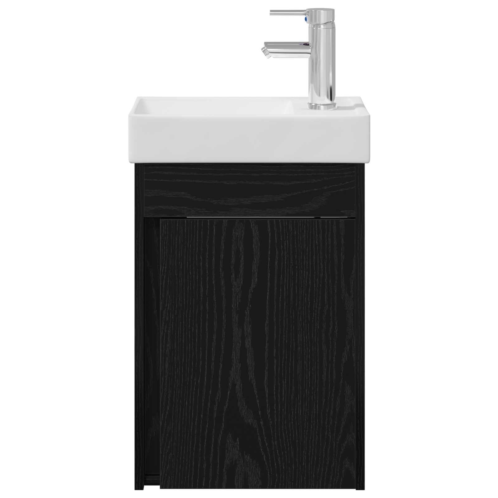 Lavabo con lavabo y grifo, 40,5 cm, roble negro