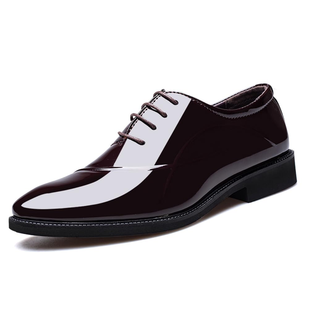 Mens Patent Leather Tuxedo Dress Shoes Classic Lace-up Formal Business Oxford Wedding Shoes