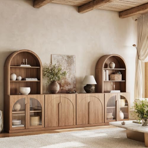 Image of BELLEZE Bijou 126 inch Wall Unit 6-Piece Modular TV Stand - Camel