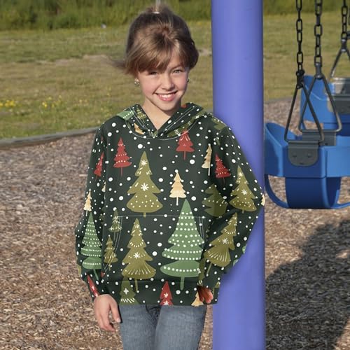 Kids Hoodies Sweaters Christmas Xmas Trees Hooded Sweatshirts with Big Pockets for Boys Girls B04003314