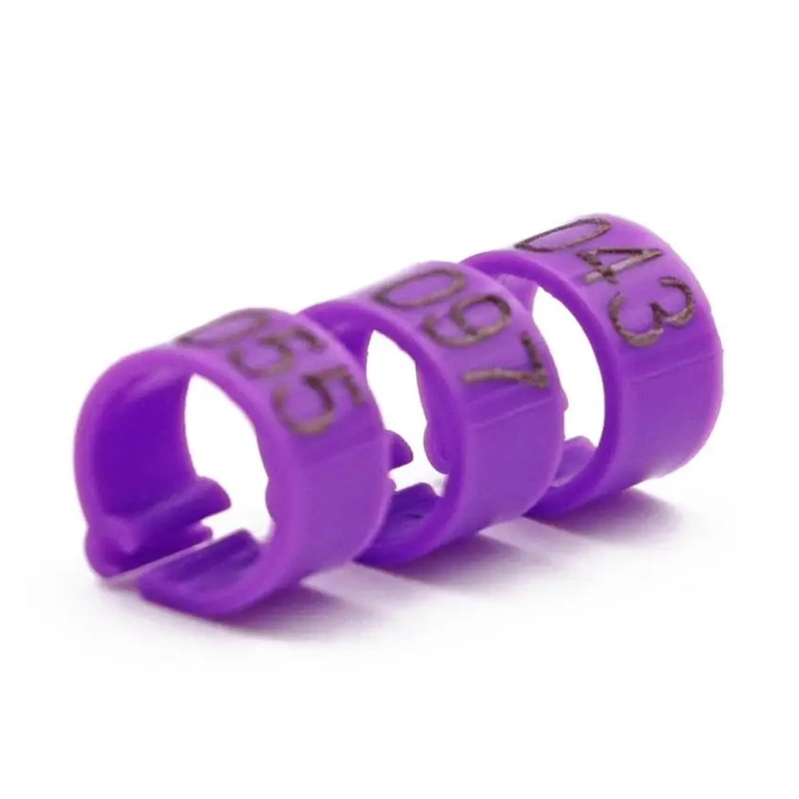 100Pcs Plastic Clip Bird Foot Rings,Compatible Pigeon Quail Farm Bird Identification Accessories(Purple with word) — image 1