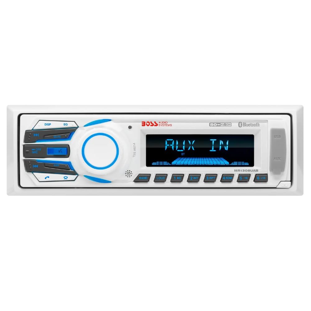 Kit Set para Boss Audio Systems MR1308UAB Radio Single DIN, Receptor Digital Am/FM, estéreo, AUX/USB/MP3, con Bluetooth, para embarcaciones y Botes, 1 Unidad + Accesorios gratuitos