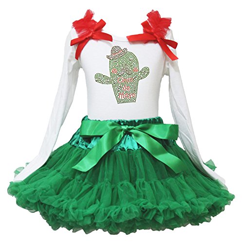 Vestido cactus blanco para regalo de niña disfraz temático Cinco de Mayo con falda verde
