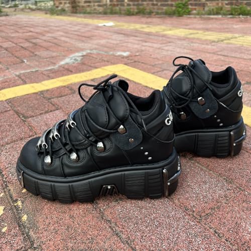 Punk Style Thick Sole Women and Men Shoes Gothic Metal Platform 6cm Vintage Sneakers Shoes Low-top4