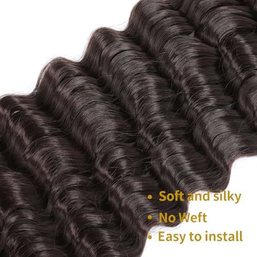LPARMJIT Deep Wave Bulk hair for Braiding 18 inch 2 Bundles/Pack No Weft for Braiding Wavy Synthetic Braiding Hair Extensions for Boho Braids (4# - Image 4
