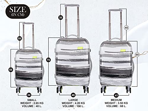 Image of Coolife Swisslite (Size-24 Inch) Hardsided Printed Polycarbonate Luggage Trolley Bag (Colour: Grey)
