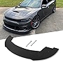 HECASA Front Bumper Lip Compatible with 2015-2023 Dodge Charger SRT 392/ Scatpack/ Daytonas/ GT & Hellcat with Support Rods Under Chin Spoiler Splitter Diffuser Black