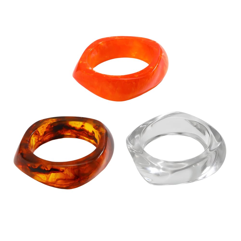 3pcs Colorful Square Acrylic Bangle Bracelet for Women Men Chunky Wide Transparent Bracelet Geometric Irregular Wristbands Bracelets Jewelry