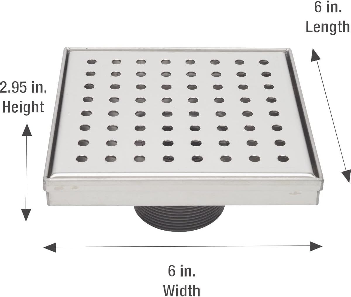 6" Polished Chrome Stainless Steel Square Shower Drain