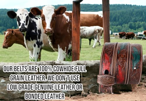 Image of F&L CLASSIC Western Belt without buckle for men - Full Grain Leather Cowboy Belts for jeans - One Piece Leather strap belt