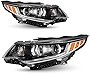 AUTOSAVER88 Projector Headlights Assembly Compatible with 2016 2017 2018 Kia Optima Headlamp Replacement Black Housing Clear Lens Amber Reflector Pair