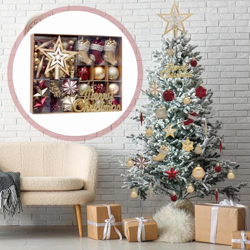 Boules de Noël incassables de grand format lot de 70 suspensions de fête durables - 4