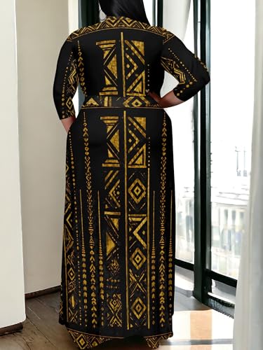 Image of PinkPatty Women's Plus Size Maxi Dress Print 3 /4 Sleeves V Neck Party Sundress Wedding Guest Dresses