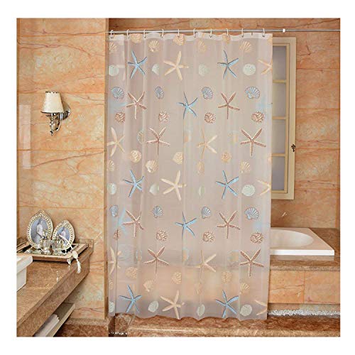 Uforme Extra Long PVC-free Bathroom Liner Environmentally Non-toxic Shower Curtain PEVA Waterproof and Mildew Resistant with Hooks, Semi-transparent, 72Wx78H