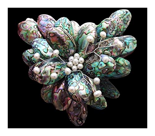 2 Strands Freshwater White Pearl Abalone Shell Flower Statement Necklace Ornaments #TOP1
