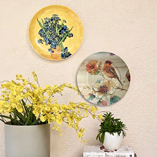 Kalen Oriental Bird Watercolor Vintage Flower Animal Painting Decorative Plate Wall Hanging With Display Stand For Home Office Table Decor Porcelain Plates - 8 Inches #TOP6