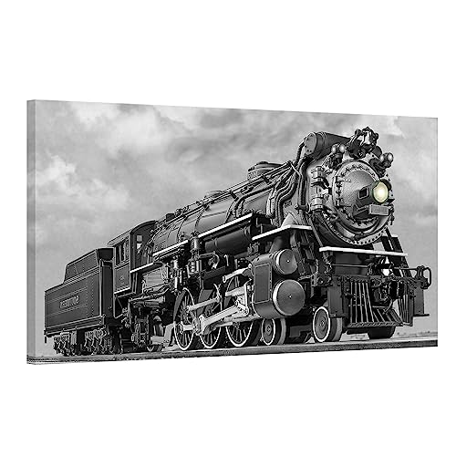 Steam Train Wall Art - Vintage Train Pictures Wall Art Paintings Black And White Car Canvas Wall Decorations Framed Large Panel Size 20"X36" #TOP15