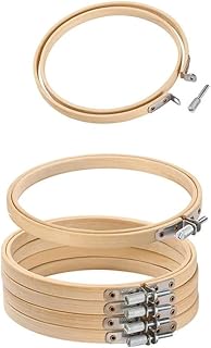 6 Stück Stickrahmen Holz Bambus Embroidery Hoop - 15cm Stickrahmen Holz Set, Kreuzstich Stickring für DIY Kreuzstich Stickerei Kunst Handwerk Nähen