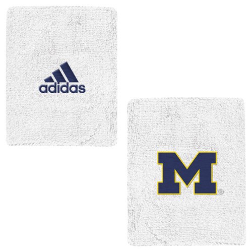 adidas Michigan Wolverines White Basic Logo Wristbands