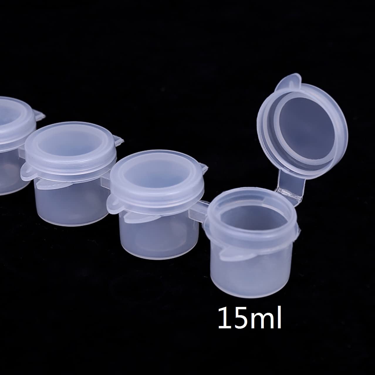 JAPCHET 60 strisce da 360 vasetti da 3 ml di strisce di vernice vuote con coperchio, mini strisce di vernice per barattoli, contenitori in plastica trasparente per aule, scuole, dipinti, festival