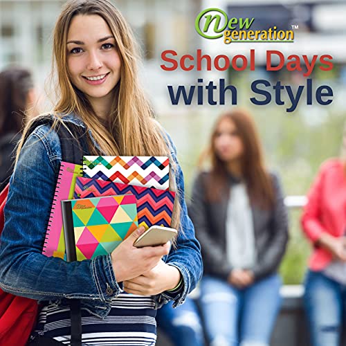 New Generation – Patterns – Spiral Notebooks, Wide Ruled 1 Subject 70 Sheets, 8 X 10.5 Inch Wire Bound Spiral Notebooks Set, With 3 Hole Punch And Perforated Sheets – 6 Pack Notebooks #TOP2