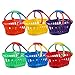 Reallnaive 6 Pack Plastic Small Baskets with Handle Bulk Colorful Picnic Shopping Stack of Baskets for Grocery Storage for Picnic Camping Easter Party Supplies