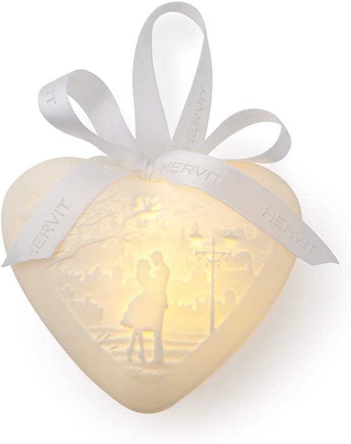 HervitWhite Porcelain Heart Biscuit Love 10 cm
