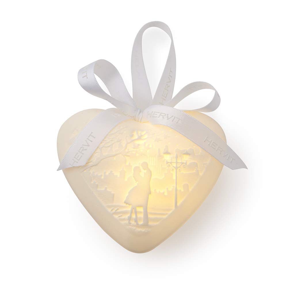 HervitWhite Porcelain Heart Biscuit Love 10 cm