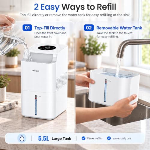 Afloia 1.45 Gal Evaporative Humidifier, Mist-Free Humidifier for Bedroom - image 6