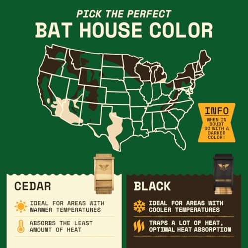 WildYard Fledermauskasten ohne Bohren, aus Zedernholz - 1-Kammer-Design - Wetterfest & Unlackiert Innen - Nistkasten ohne Bohren - Schützt vor Mücken - Nistkästen Fledermaus - Hilfe für Wildtiere