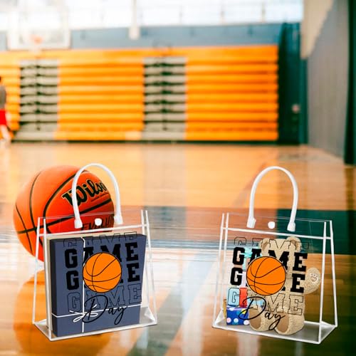 24Pcs Basketball Gift Bags, HYMENEX Basketball Goodie Bags with Handles Sport Theme Party Favor Bag Clear PVC Candy Treat Snack Bag for Sports Theme Party Team Competition Birthday Gifts 8 x 8 x 3.15 Inch — view 4