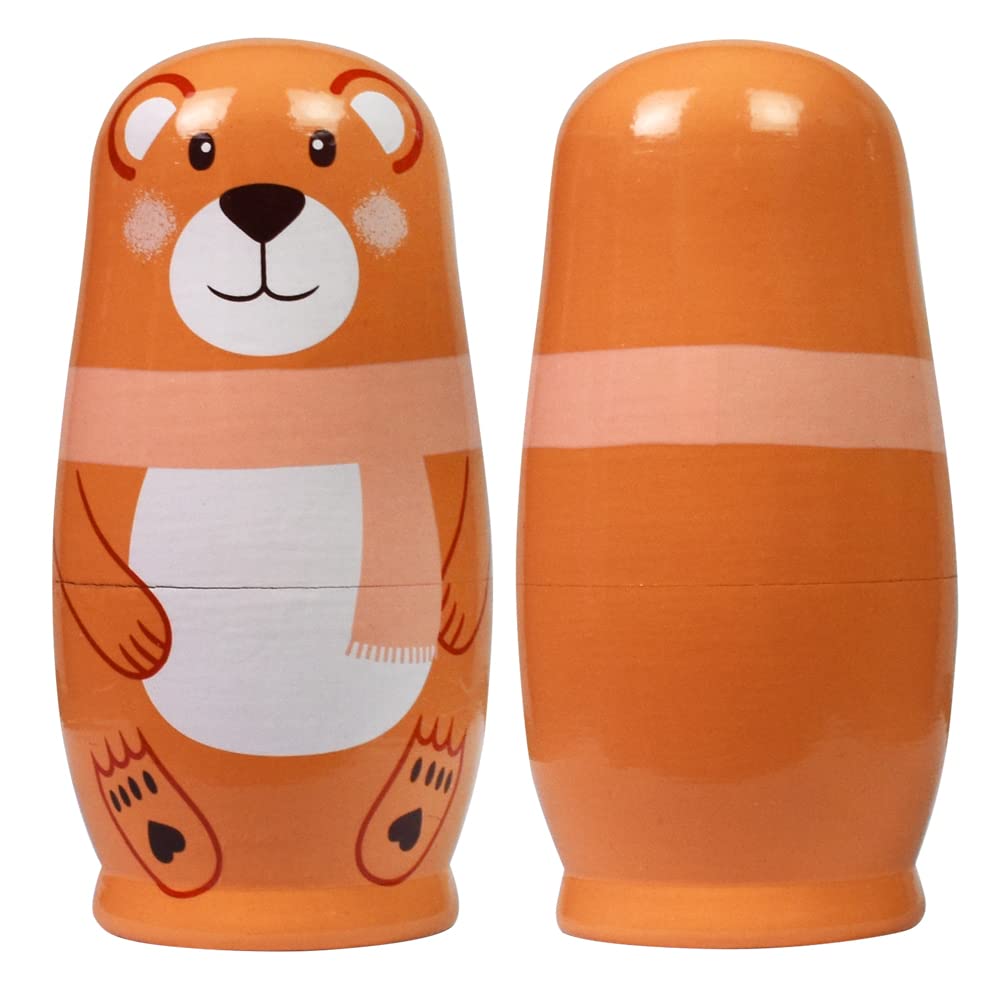 HYCLES Matryoshka rusa para niños 5 piezas - animales perros matryoshka juguetes de madera de 3 años regalo oso